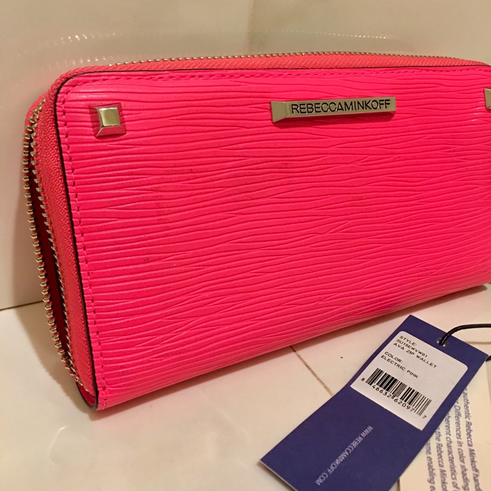 Rebecca Minkoff Neon Pink Zip Around Wallet